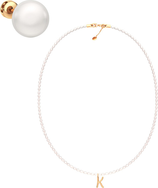 Изображение товара Комплект ювелирных украшений из розового золота ZORKA С жемчугом (колье 530020.9K.R 38см, моносерьга 310668.9K.R.SP)