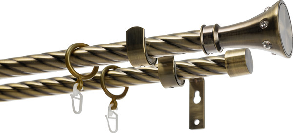 Изображение товара Карниз для штор Sundays Home Лайт Эридан 19мм+19мм двухрядный (витой, антик, 1.8м)