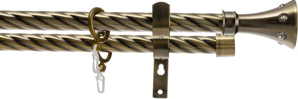 Изображение товара Карниз для штор Sundays Home Лайт Эридан 19мм+19мм двухрядный (витой, антик, 1.8м)