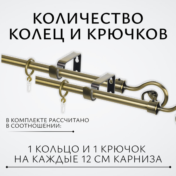 Изображение товара Карниз для штор Sundays Home Лайт Эридан 19мм+19мм двухрядный (витой, антик, 2м)