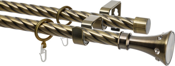 Изображение товара Карниз для штор Sundays Home Лайт Эридан 19мм+19мм двухрядный (витой, антик, 3м)