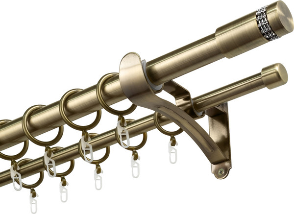 Изображение товара Карниз для штор Sundays Home Волна Имидж 25мм+16мм двухрядный (антик, 1.6м)