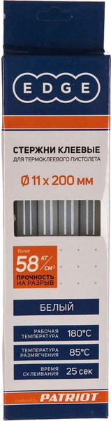 Изображение товара Клеевые стержни PATRIOT Edge 11x200мм (10шт, белый)