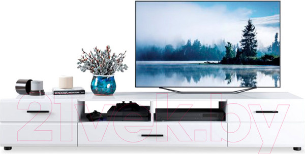 Изображение товара Тумба Империал Йорк ТВ 2д1ящ (белый жемчуг/белый глянец)