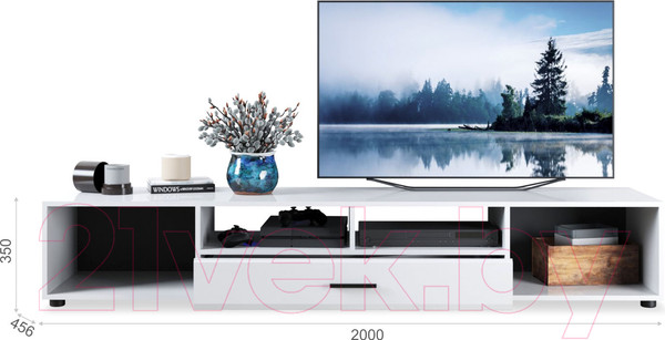 Изображение товара Тумба Империал Йорк ТВ 2д1ящ (белый жемчуг/белый глянец)