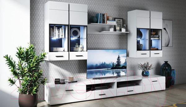 Изображение товара Тумба Империал Йорк ТВ 2д1ящ (белый жемчуг/белый глянец)