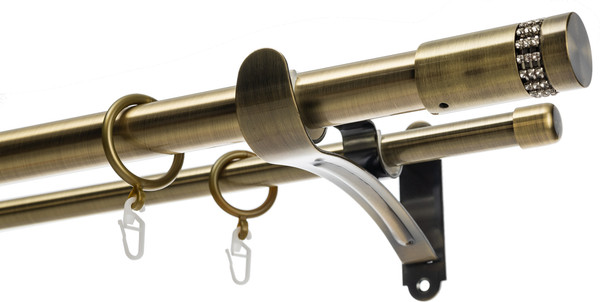 Изображение товара Карниз для штор Sundays Home Волна Имидж 25мм+16мм двухрядный (антик, 2.4м)