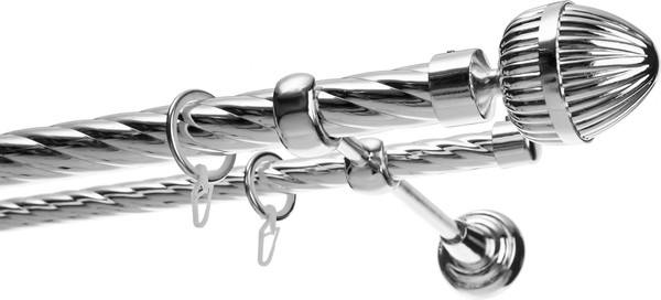 Изображение товара Карниз для штор Sundays Home Шайн Одеон 25мм+16мм двухрядный (хром, 2.4м)