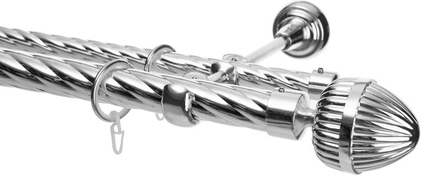 Изображение товара Карниз для штор Sundays Home Шайн Одеон 25мм+16мм двухрядный (хром, 3м)