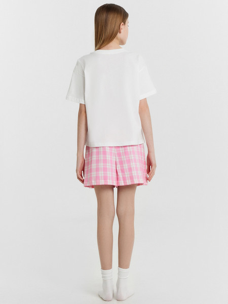 Изображение товара Пижама детская Mark Formelle 567748 (р.122-60, белый/клетка на розовом саше)