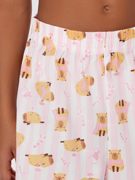 Изображение товара Пижама детская Mark Formelle 567748 (р.128-64, розовая сказка/капибары на розовой полоске)