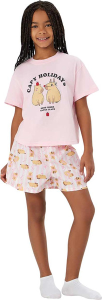 Изображение товара Пижама детская Mark Formelle 567748 (р.128-64, розовая сказка/капибары на розовой полоске)