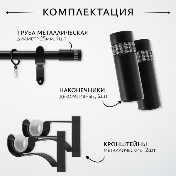 Изображение товара Карниз для штор Sundays Home Волна Имидж 25мм однорядный (черный матовый, 2м)