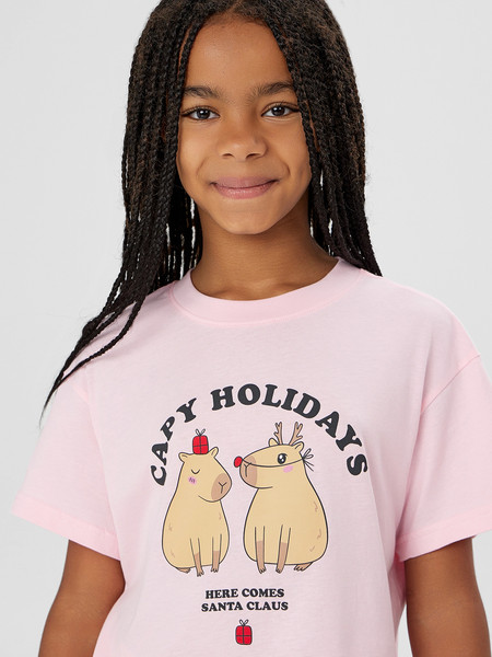 Изображение товара Пижама детская Mark Formelle 567748 (р.164-84, розовая сказка/капибары на розовой полоске)