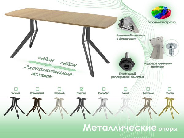 Изображение товара Обеденный стол AMC Elite / Е21(1100) D6 (графит/дуб небраска натур)