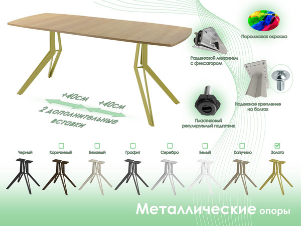 Изображение товара Обеденный стол AMC Elite / Е21(1100) D6 (золото/дуб небраска натур)