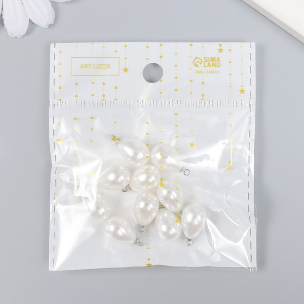 Изображение товара Набор бусин декоративных Арт Узор Жемчужина-капелька с петелькой / 4460464