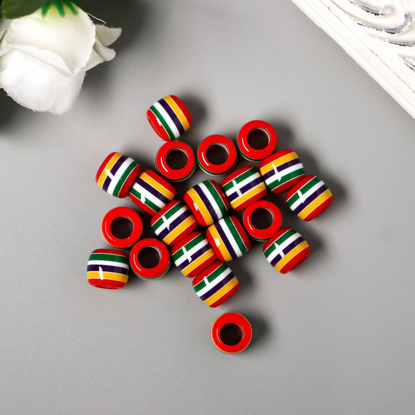 Изображение товара Набор бусин декоративных Арт Узор Полосатый цилиндр с красным / 5373712