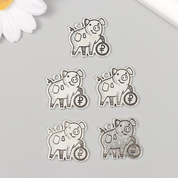 Изображение товара Набор подвесок декоративных Арт Узор Хрюшка с рублем / 10883619