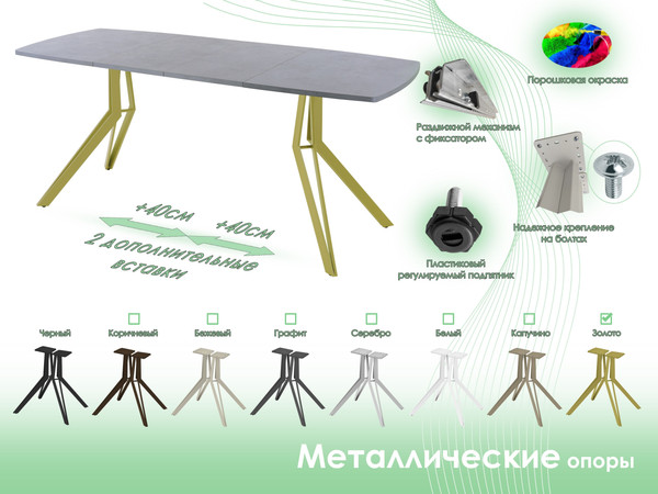 Изображение товара Обеденный стол AMC Elite / Е21(1200) D6 (золото/бетон чикаго светло-серый)
