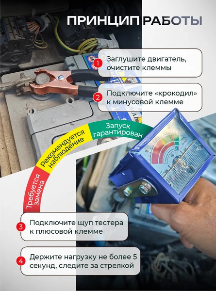 Изображение товара Тестер аккумуляторной батареи Forsage F-B100 (66182)