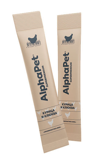 Изображение товара Лакомство для кошек AlphaPet Superpremium Крем с курицей и клюквой / 340000 (48г)
