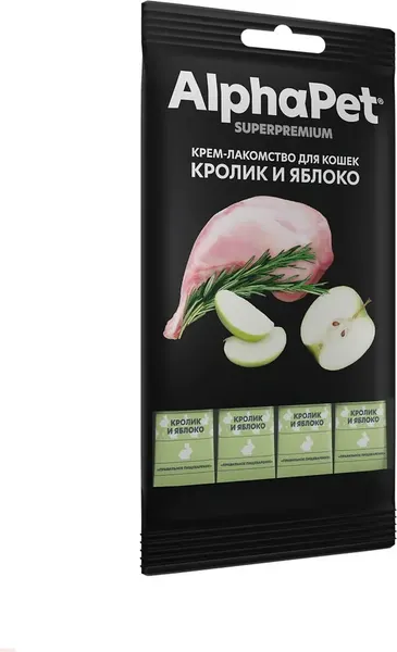 Изображение товара Лакомство для кошек AlphaPet Superpremium Крем с кроликом и яблоком / 340003 (48г)