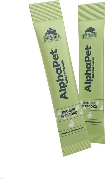 Изображение товара Лакомство для кошек AlphaPet Superpremium Крем с кроликом и яблоком / 340003 (48г)