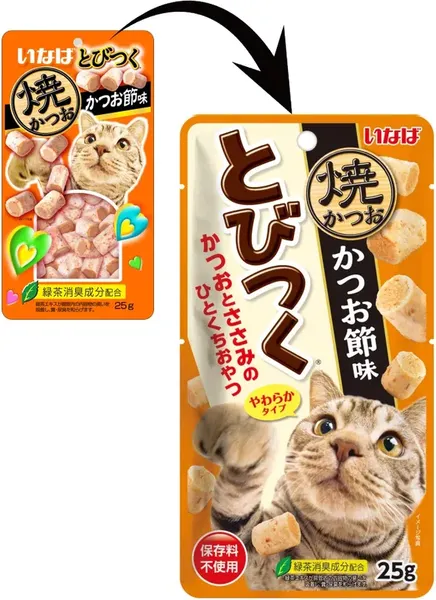Изображение товара Лакомство для кошек Inaba Тобицуку Якикацуо со вкусом кацуобуси (25Г)
