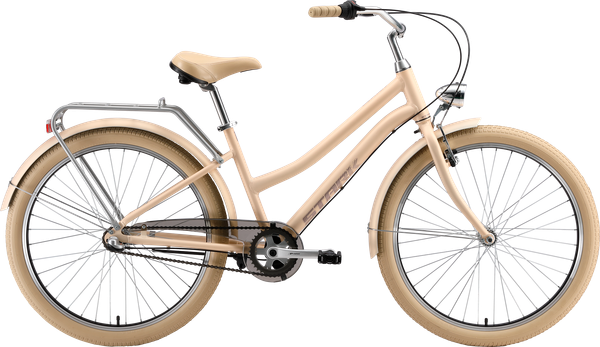 Изображение товара Велосипед STARK Comfort Lady 26 2025 (16, персиковый матовый/светло-лиловый, разобранный, в коробке)