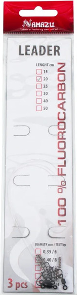 Изображение товара Набор поводков рыболовных Namazu d-0.60мм L-20см test- 18кг / N-LF060-20 (3шт)