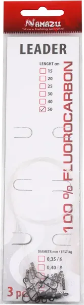 Изображение товара Набор поводков рыболовных Namazu d-0.60мм L-50см test- 18кг / N-LF060-50 (3шт)