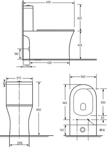 Изображение товара Унитаз напольный Roxen Urban Tornado Bidet 600190-01X