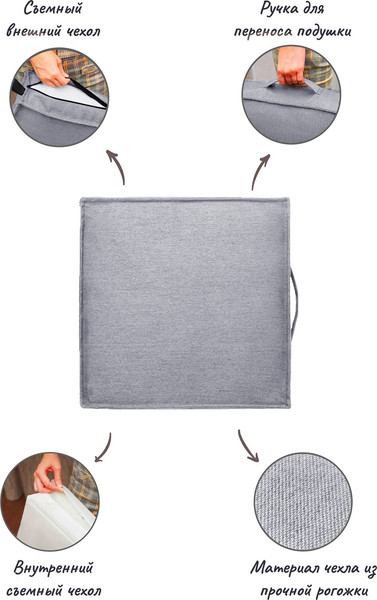 Изображение товара Подушка на стул ForErgo Пуф PIL021 (серый)