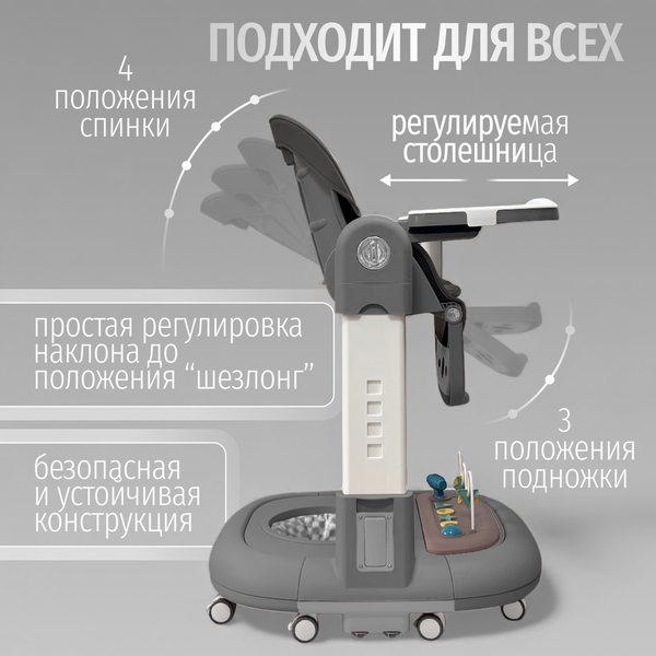 Изображение товара Стульчик для кормления Bubago William / BG 193-2 (серый)