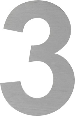 Изображение товара Цифра дверная Нора-М Luxe 3 50мм самоклеющаяся (сатин хром, нержавеющая сталь)