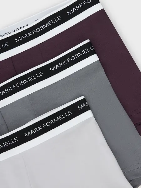 Изображение товара Комплект мужских трусов Mark Formelle 411124-3 (р.82-92, светло-серый/серый дым/сливовый)