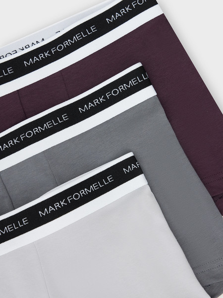 Изображение товара Комплект мужских трусов Mark Formelle 411124-3 (р.86-96, светло-серый/серый дым/сливовый)