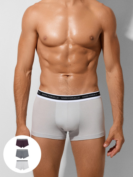 Изображение товара Комплект мужских трусов Mark Formelle 411124-3 (р.110-120, светло-серый/серый дым/сливовый)