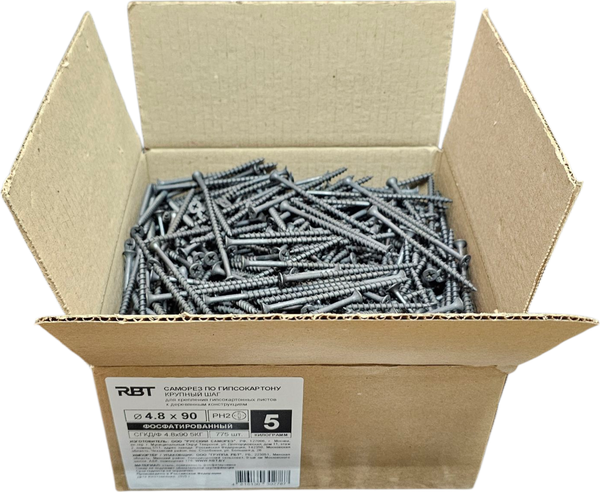 Изображение товара Саморез RBT СГКД/Ф 4.8х90 крупный шаг (5кг)
