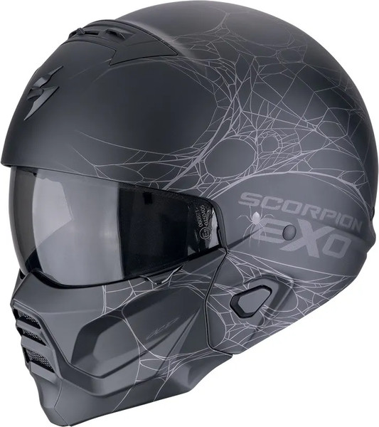 Изображение товара Мотошлем Scorpion Exo Combat Ii Spiderweb (S, черный матовый/серебристый)