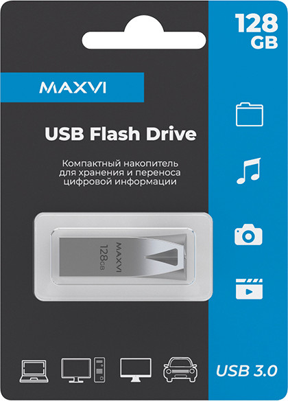 Изображение товара USB flash накопитель Maxvi MK2 128GB 3.0 (металлик/серебристый)