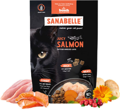 Изображение товара Полувлажный корм для кошек Bosch Petfood Sanabelle Juicy с лососем (40г)