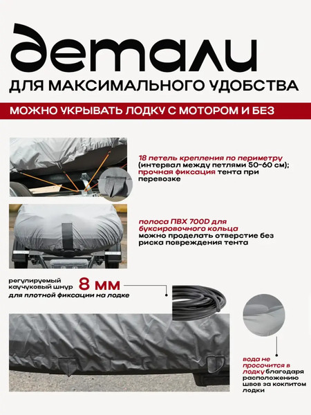 Изображение товара Чехол для лодки ТрендБай 6034 (32-34, серый)