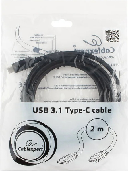 Изображение товара Кабель Cablexpert CCP-USB3.1-CMCM-2M (2м, черный)