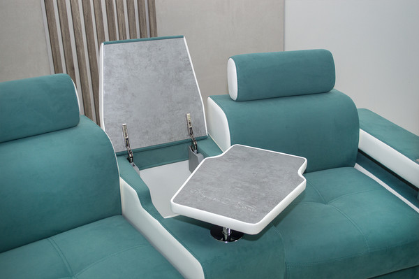 Изображение товара Диван Петрамебель Марсель люкс модульный правый (светло-зеленый велюр/велюр белый)