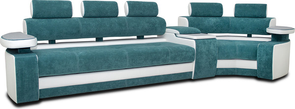 Изображение товара Диван угловой Петрамебель Марсель комфорт правый (светло зеленый велюр/велюр белый)