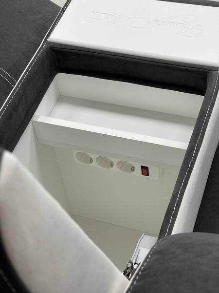 Изображение товара Диван угловой Петрамебель Марсель правый (темно-серый велюр/велюр белый)