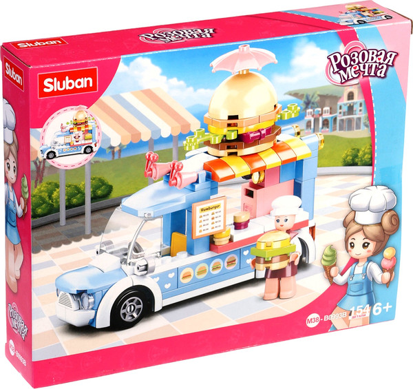 Изображение товара Конструктор Sluban Розовая Мечта Фудтрак с бургерами M38-B0993B / 10890986