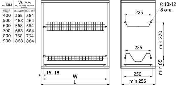 Изображение товара Сушилка для посуды встраиваемая AKS 700 Mount / 122 343 (белый)